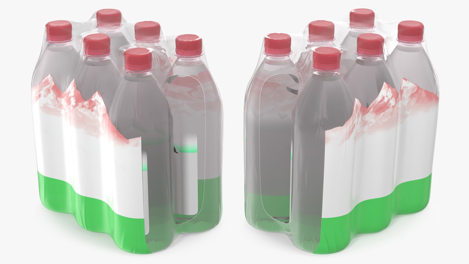 Mineral Water 1L Bottle Pack 3D model preview