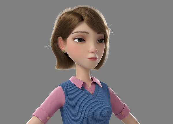 3D Cartoon Girl NoRig model