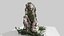 Overgrown Stone Lion Statue 3D model