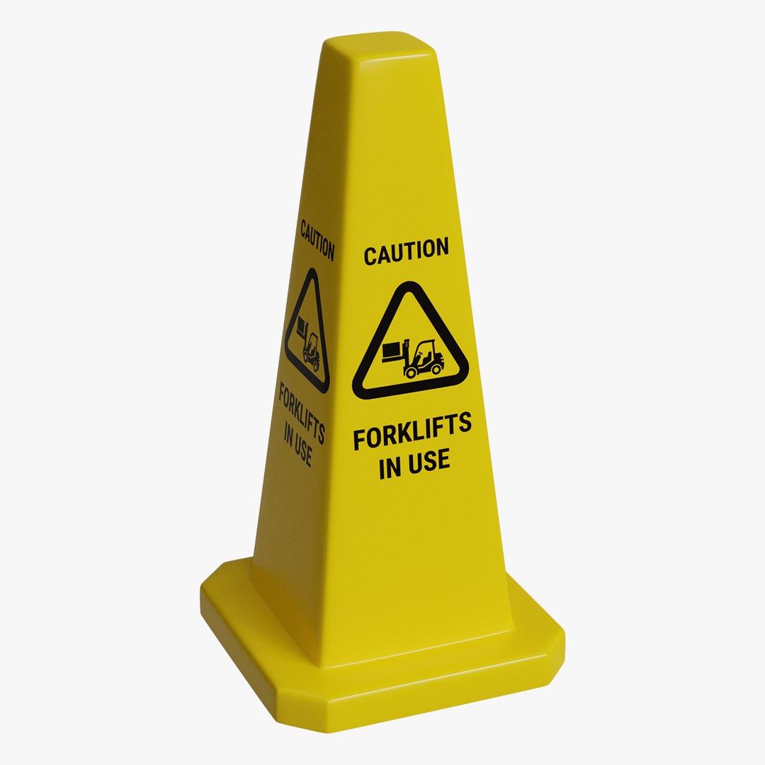 3D Yellow Closed Top 24 Inch Safety Lamba Floor Cone Caution Forklifts