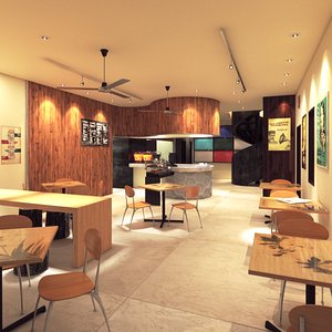 interior coffee bar 3D