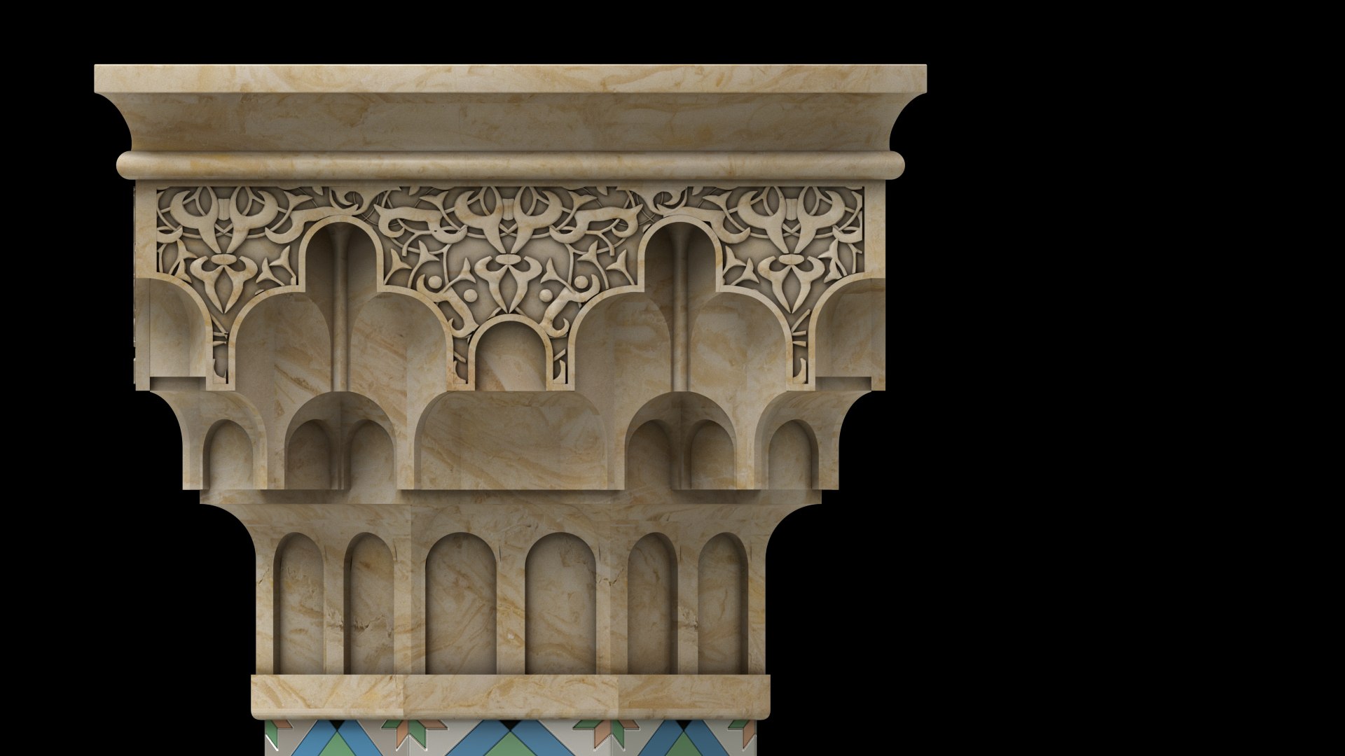 3D model Muqarnas Column Head Moroccan moorish Arabic Style 3D model ...