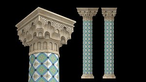 Muqarnas Column Head Moroccan moorish Arabic Style 3D model