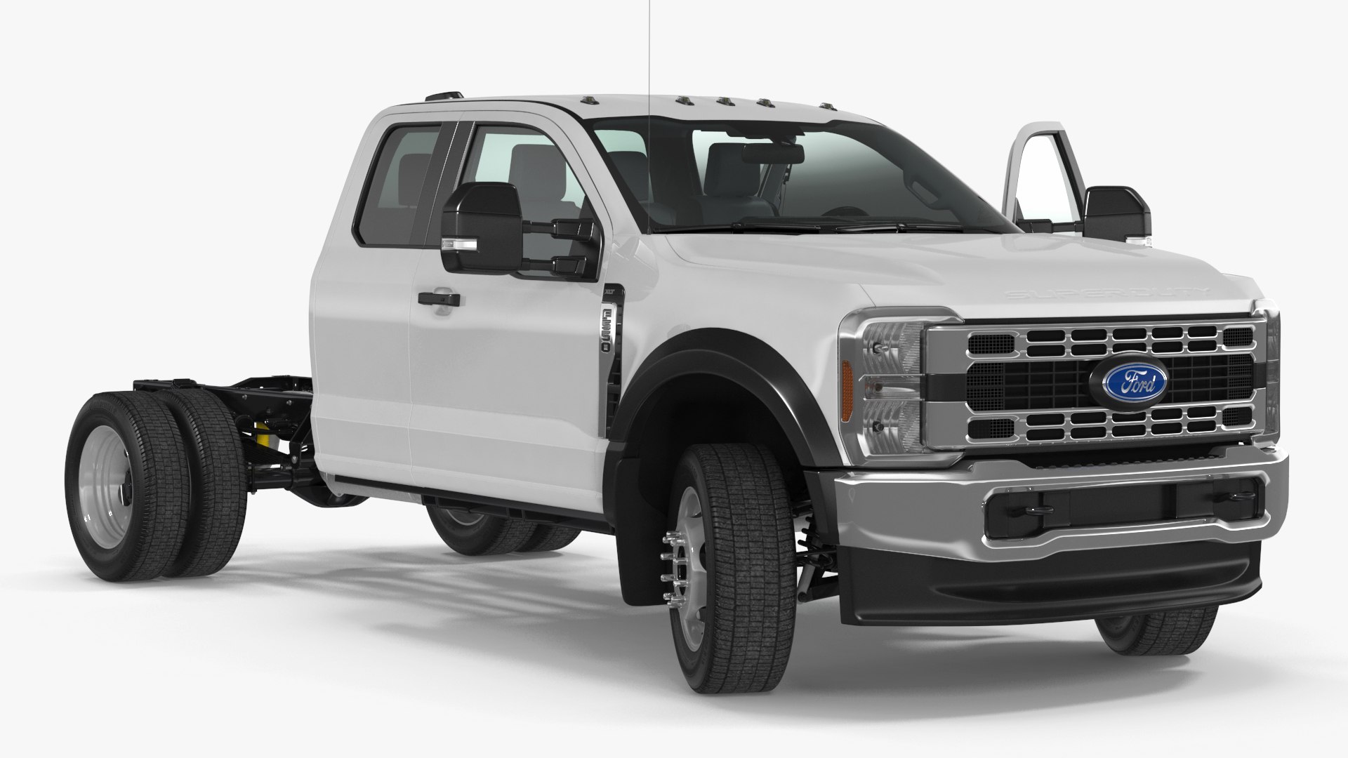 2023 Ford Super Duty F-550 XLT Bare Chassis White Rigged 3D model preview