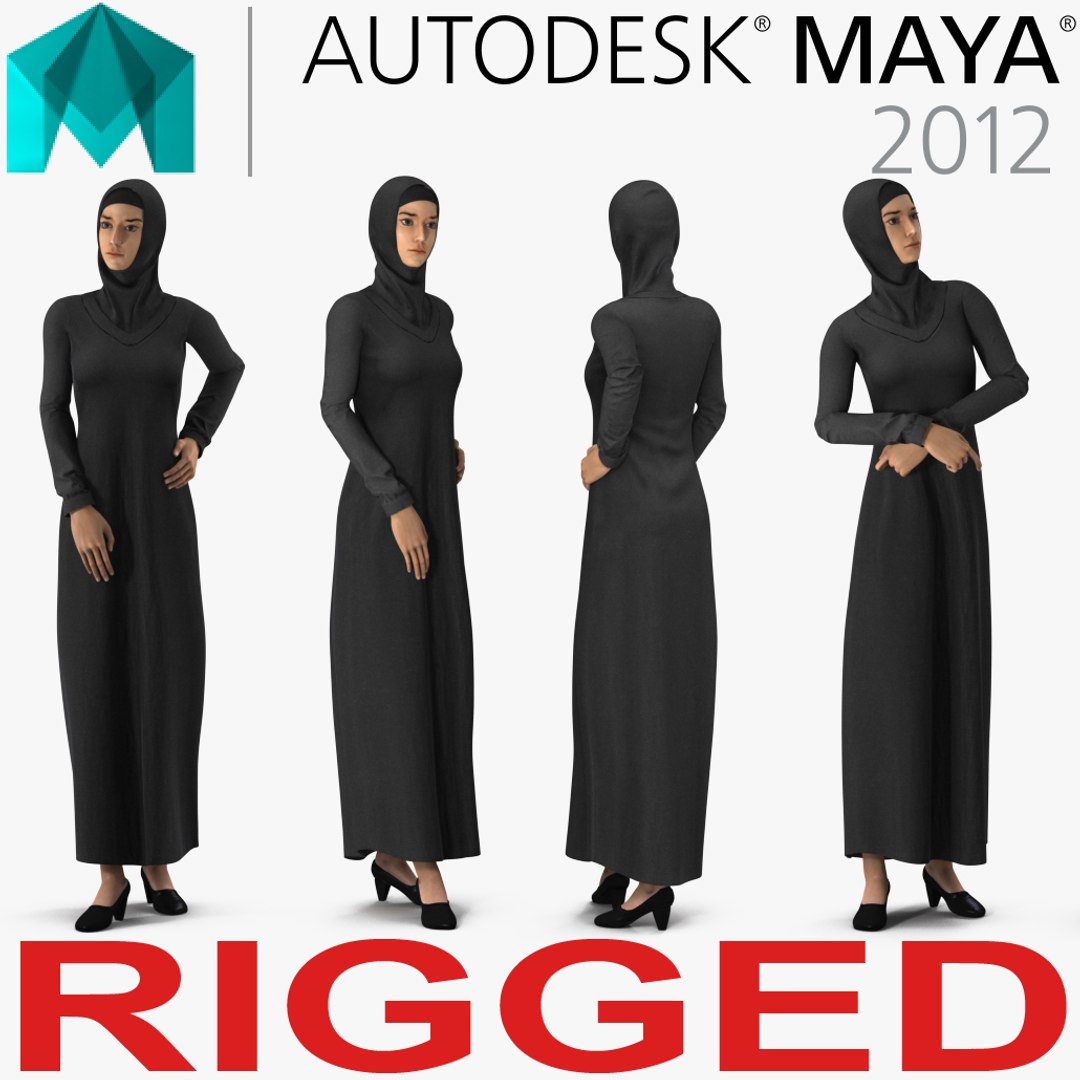 Arab Young Women Rigged for Maya 3D Model preview