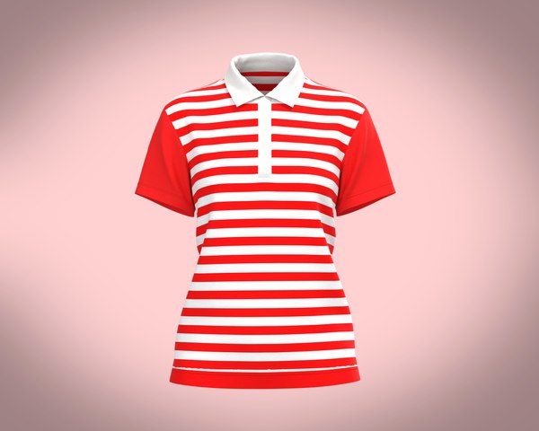 3D model Ladies Red Striped Polo