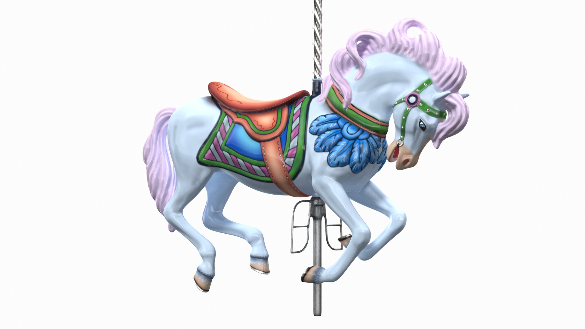 3D Carousel Galloping Horse Pink Model - TurboSquid 1605118