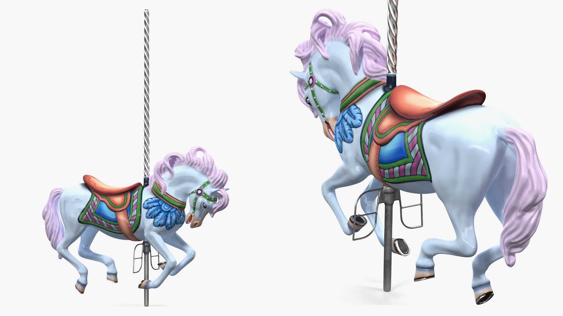 3D Carousel Galloping Horse Pink Model - TurboSquid 1605118