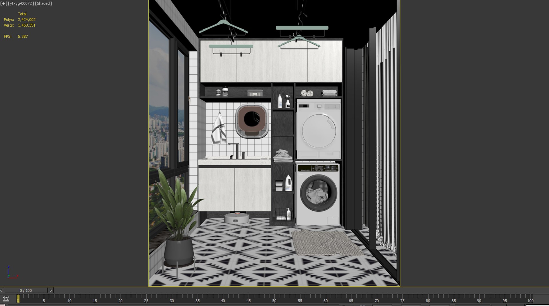 3D Modern North European Balcony Laundry Cabinet Combination Laundry ...