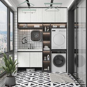 Modern North European balcony Laundry cabinet combination Laundry room Home appliance combination Sw