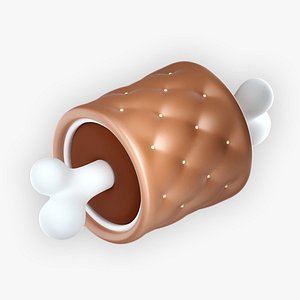 Cartoon Roast Ham on Bone 3D model