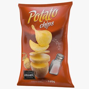 3D potato chips bag model