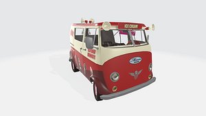 Red ice cream Truck 3D model