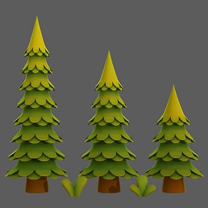 Trees Cartoon V60 3D model