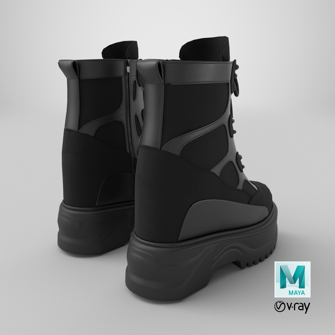 3D High-Top Lace-Up Boots with Thick Sole Black model https://p.turbosquid.com/ts-thumb/aU/NwPX5g/rz/stemcell_maya_vray_render/png/1762799768/1920x1080/fit_q87/2835ffdeabc0e2ecc4d5233e170ad62ed1c5e9d8/stemcell_maya_vray_render.jpg