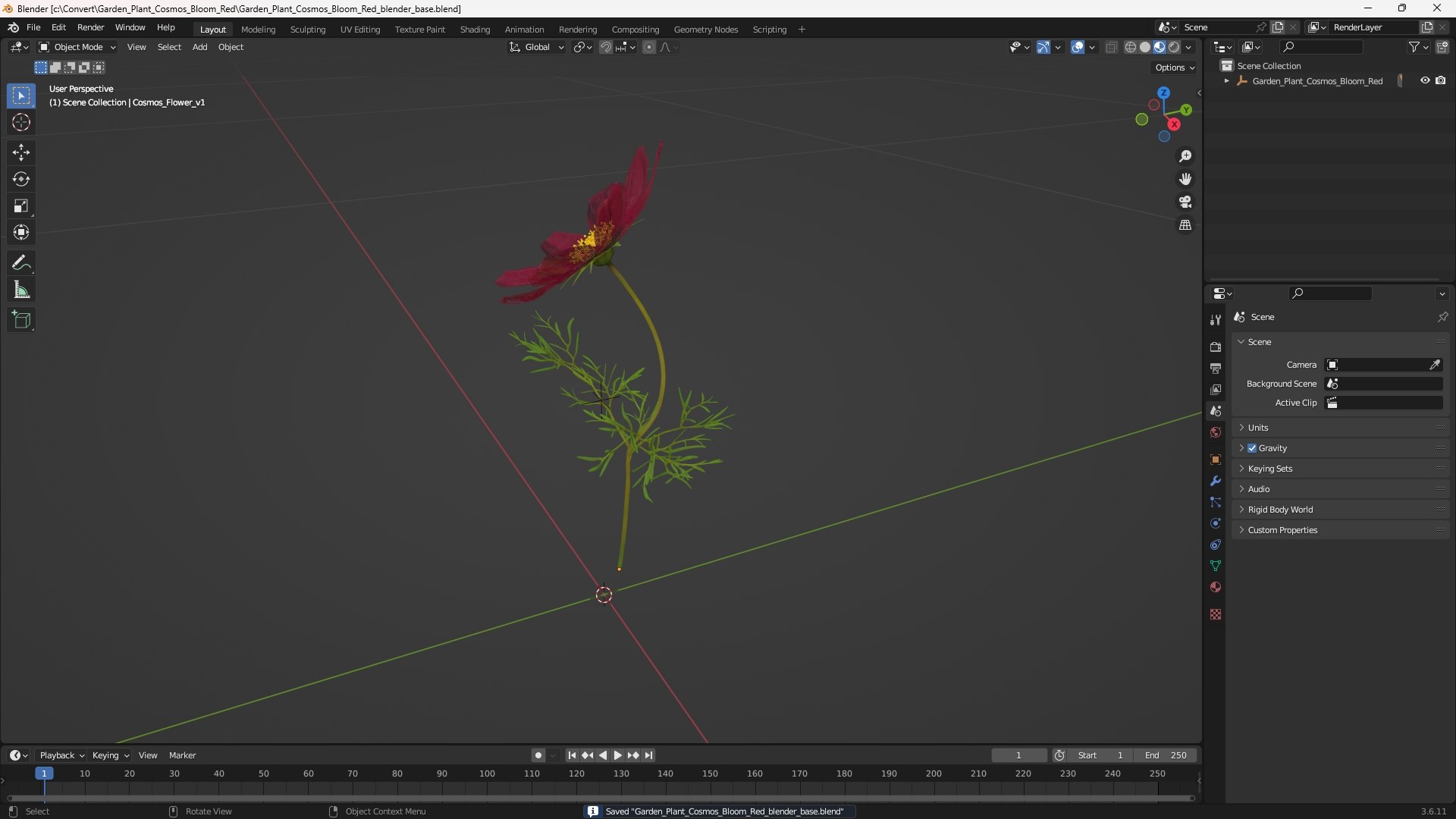Garden Plant Cosmos Bloom Red 3D model https://p.turbosquid.com/ts-thumb/aU/PmJRhb/Cy/garden_plant_cosmos_bloom_red_1001/jpg/1766389154/1920x1080/fit_q87/5e2b6cc55d61a48ff88cc0b69d8fa694b72ae352/garden_plant_cosmos_bloom_red_1001.jpg