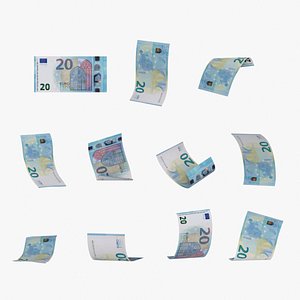 3D Euro 20 Falling Notes model