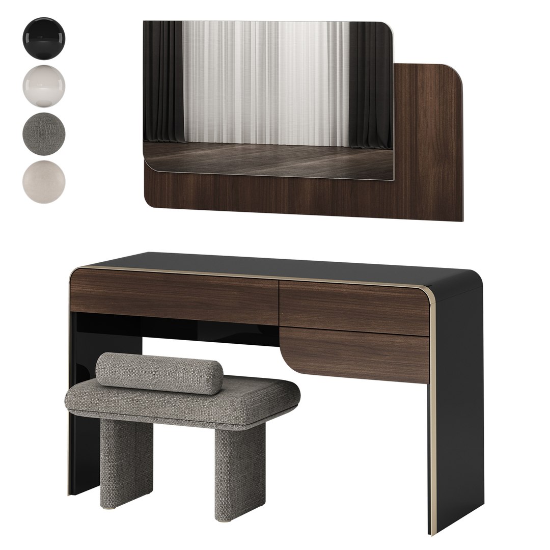 3D model Turri SOUL Dressing Table with ZERO Pouf - TurboSquid 2091917