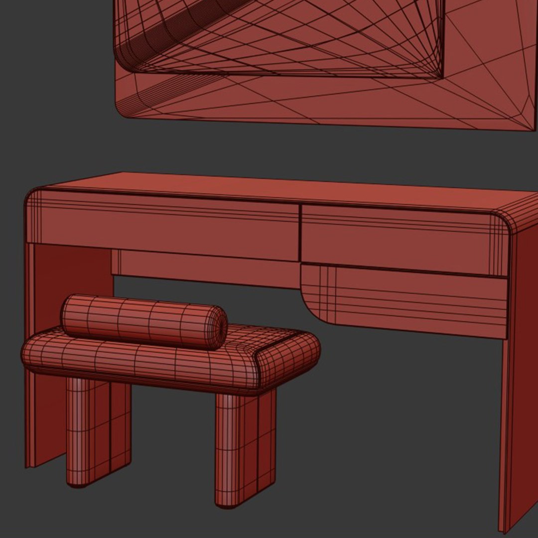 3D model Turri SOUL Dressing Table with ZERO Pouf - TurboSquid 2091917