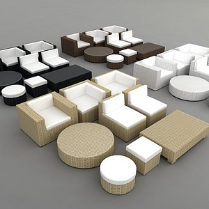 Rattan lounge furniture set_4 colors