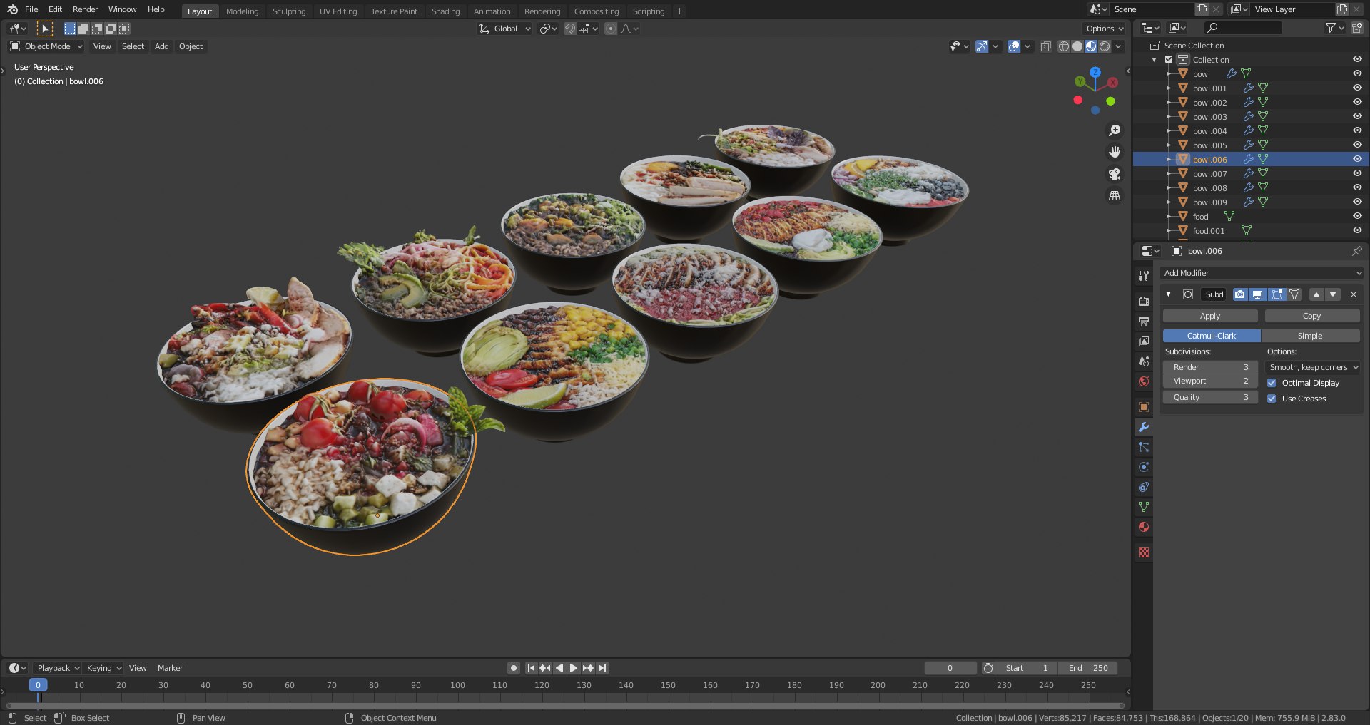 Bowls Of Food Buffet 3D Model - TurboSquid 1856655