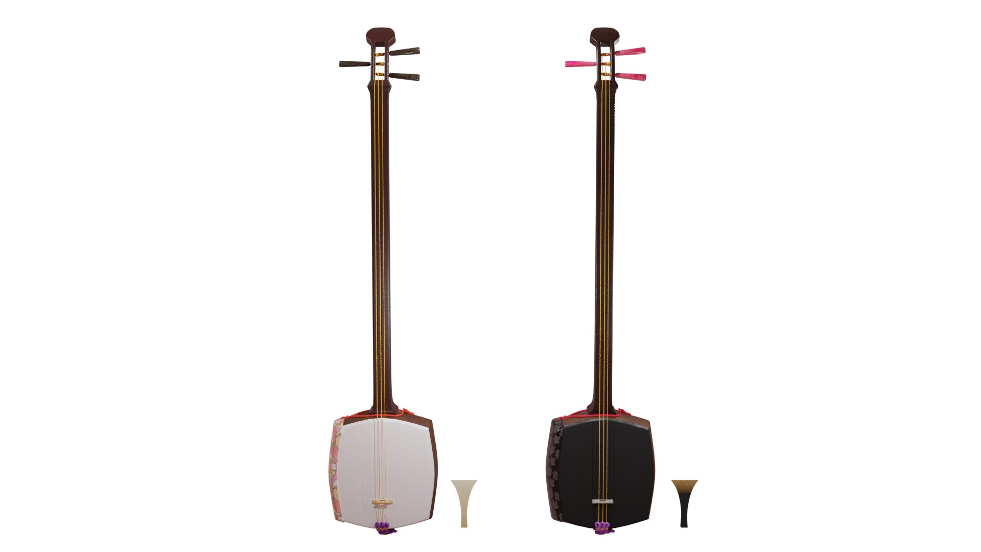 3D Shamisen Japanese Traditional Guitar Model - TurboSquid 1883616