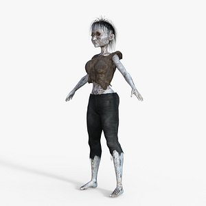Scary Woman Zombie Rigged 3D model