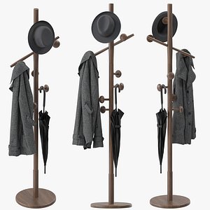 Wooden Coat Rack 3D model