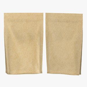 Kraft Paper Stand Up Pouch 3D Model Zip Seal Bag Packaging Mockup 3D model