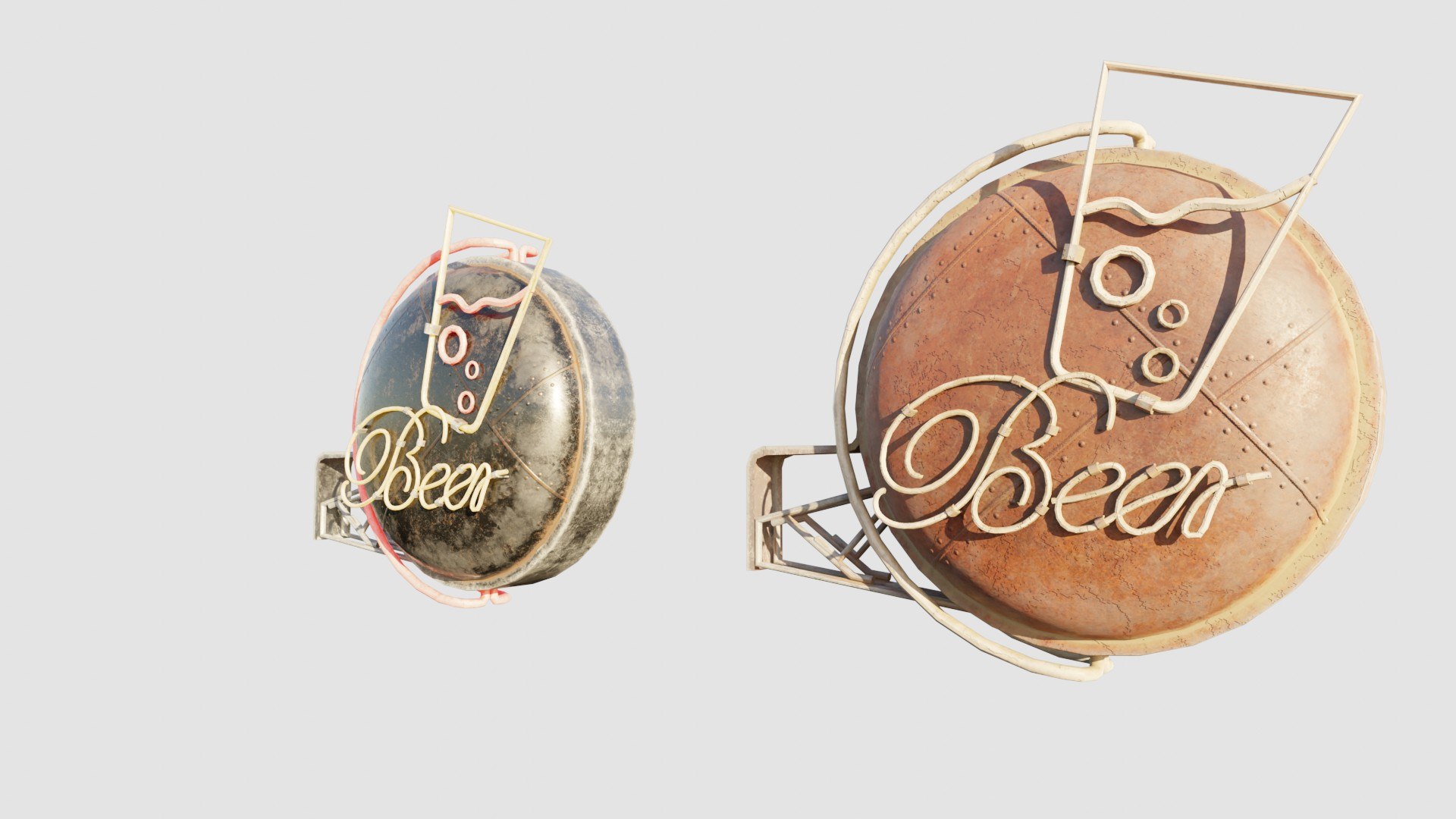 Bar Neon Sign With 4k Clean And Rusty Pbr Textures Model - TurboSquid ...