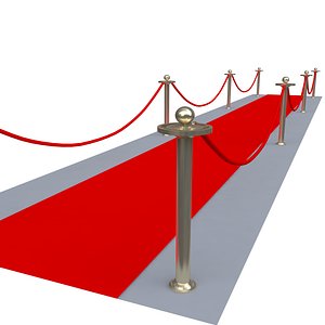 stanchions velvet rope red carpet 3d max