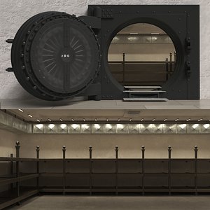 Vintage Bank Safe Room 3D model