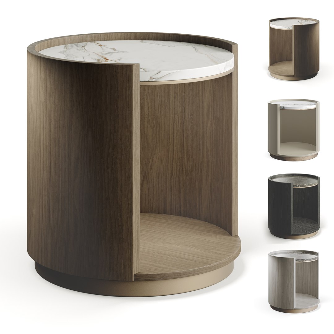 Ana Roque YVES Circles Marble Wood Bedside Table Model - TurboSquid 1969098