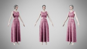 Dress 31 Dusty Rose Velvet With Design