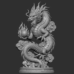 3D sculpture depicts a traditional Eastern or Chinese dragon