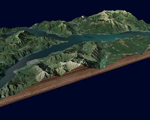 Lake Como Italy mountain landscape 3D