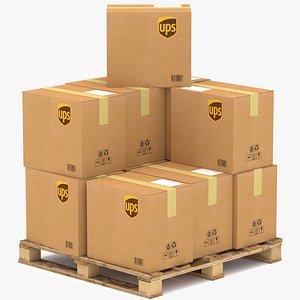 3D UPS Cardboard Box with Pallet