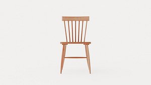 Wood H17 Spindle Chair Oak 3D model