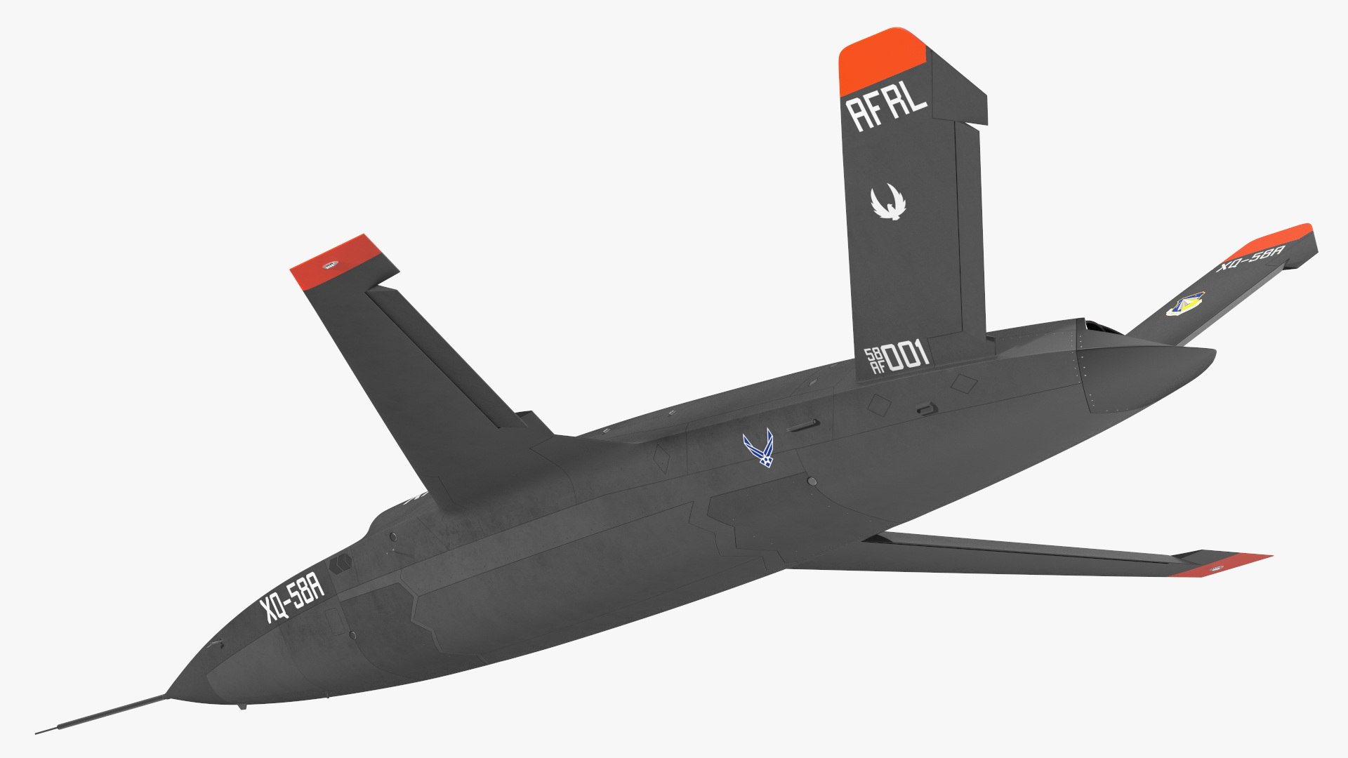 Valkyrie Kratos XQ-58 Combat Military Drone Rigged for Maya 3D model preview