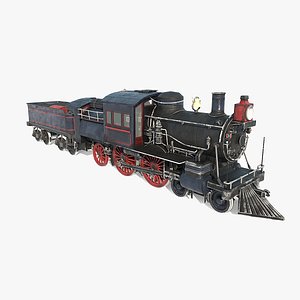 3D model Atlantic type coal fuel locomotive