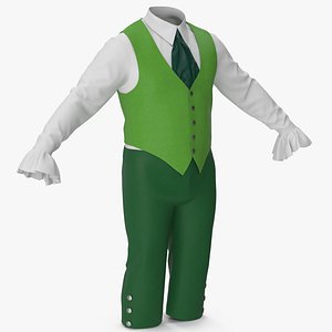 Lantern Sleeves Shirt with Vest and Short Pants 2 3D model