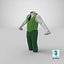 Lantern Sleeves Shirt with Vest and Short Pants 2 3D model