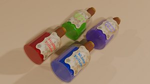 3D Game Ready Stylized Potion Pack  Fantasy Bottles 4 Types
