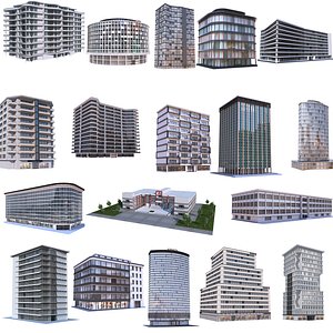 3D modern apartment building model