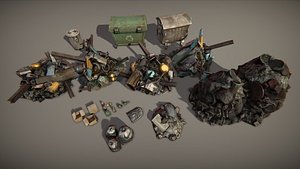 garbage piles heap 3D