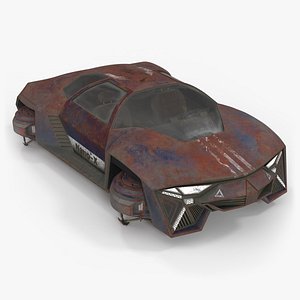 Concept Hover Car Rusty Rigged 3D model
