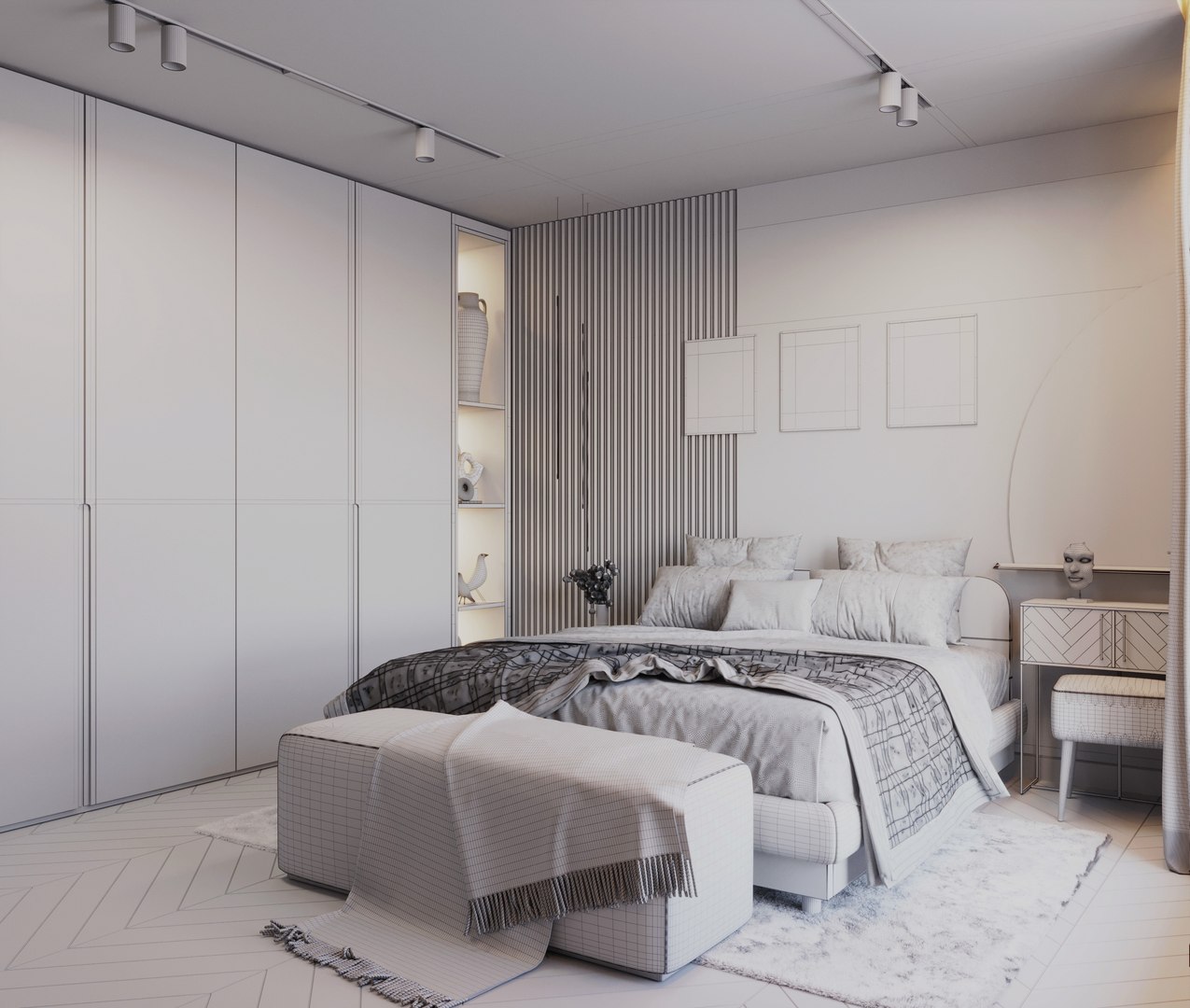 3D Modern Bedroom Interior Scene Model - TurboSquid 2099623