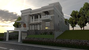 3D White Modern House