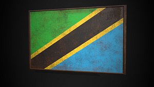 Old Picture Frame With Tanzania  Flag - Game Ready PBR Low-poly 3D Model 3D