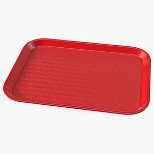 Plastic Fast Food Tray Red 3D